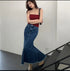 Women Trendy Denim Mid Length Skirts
